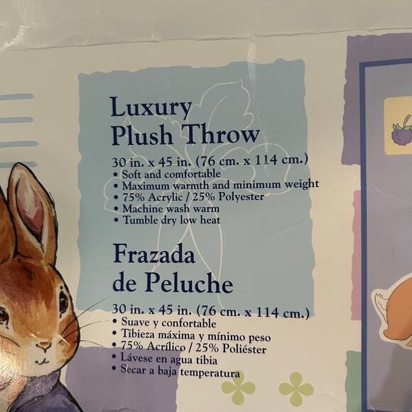 Crown Crafts Beatrix Potter Peter Rabbit Luxury Plush Fleece Baby Blanket 2001 - Picture 4 of 9